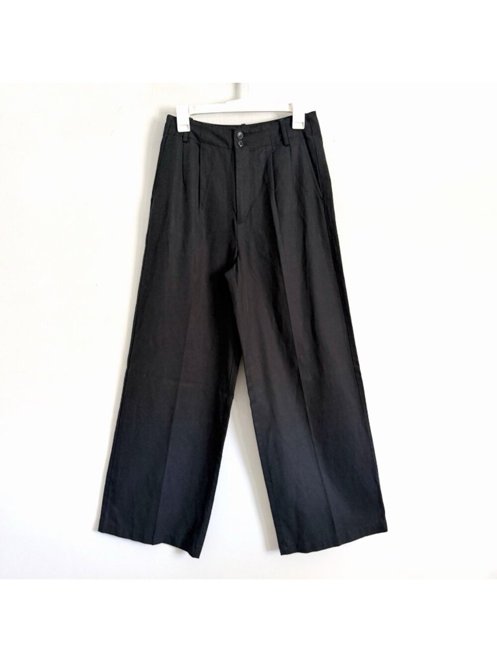 NEW Madewell Black Pleated Wide Leg Pants Linen Blend Trousers Women’s Size 2
